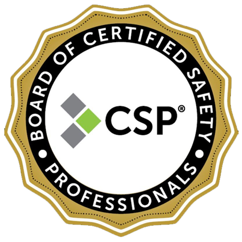 CSP certification seal from the Board of Certified Safety Professionals, symbolizing workplace safety expertise and compliance in OSHA regulations.