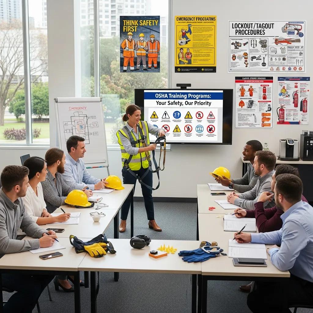Employees engaged in a safety training workshop highlighting OSHA training programs